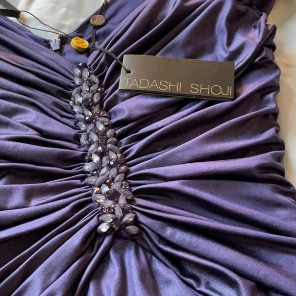 BNWT Tadashi Shoji royal purple ruched full length ball gown XS or US6 - Picture 7 of 8